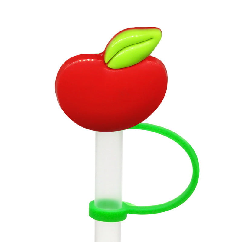 Wholesale 10pcs/pack Straw Cap Flower Fruit Straw Cover Silicone Dust Plug Party Straw